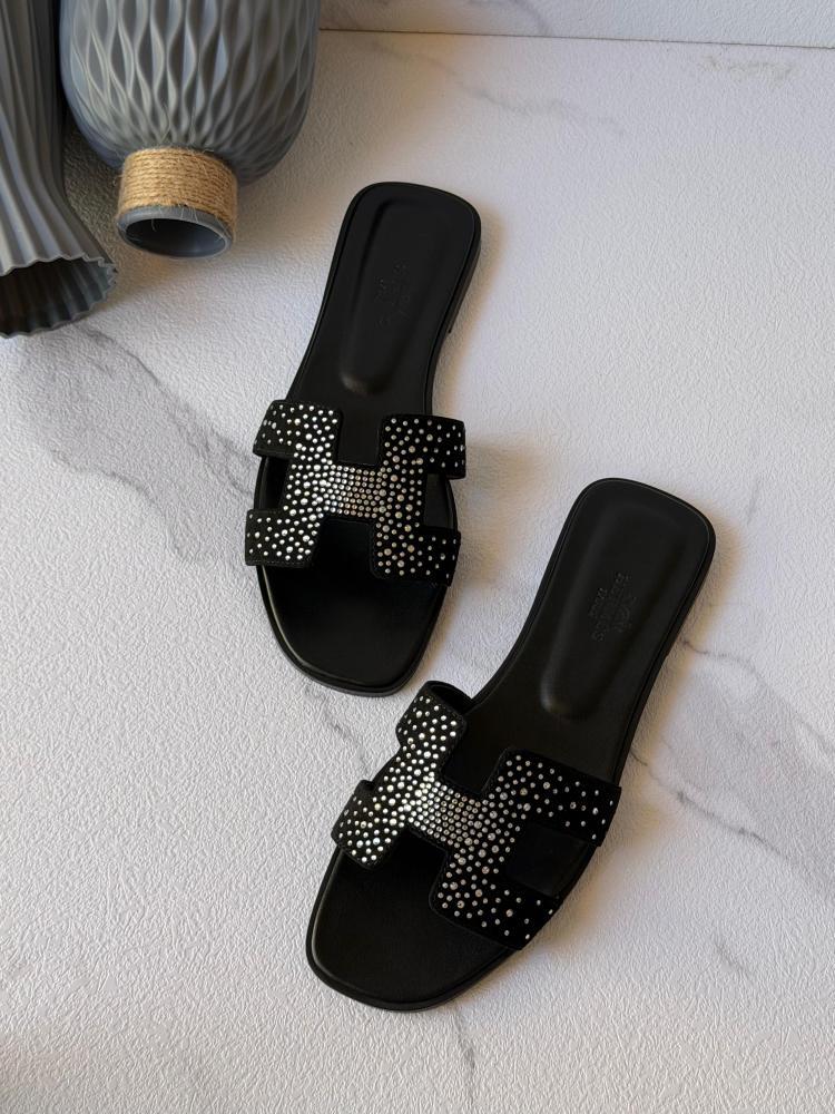 Hermes Crystal H Slippers