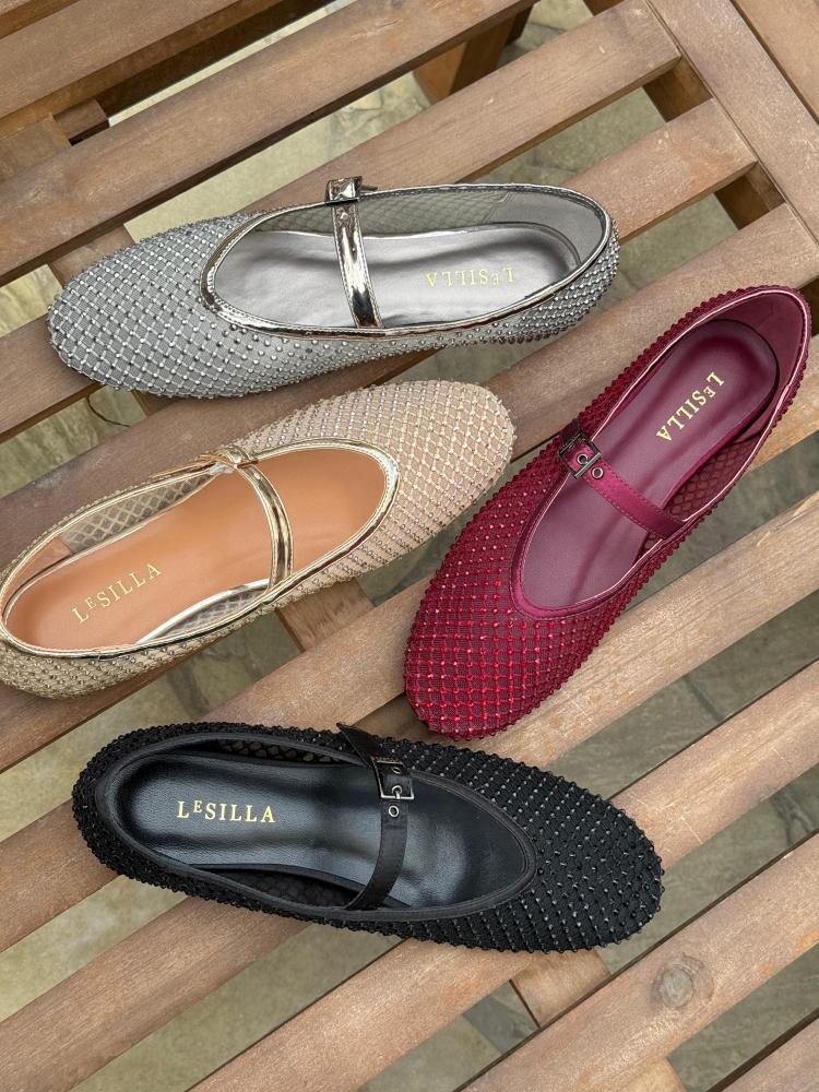 Lesilla Crystal Mesh Mary Jane Flats