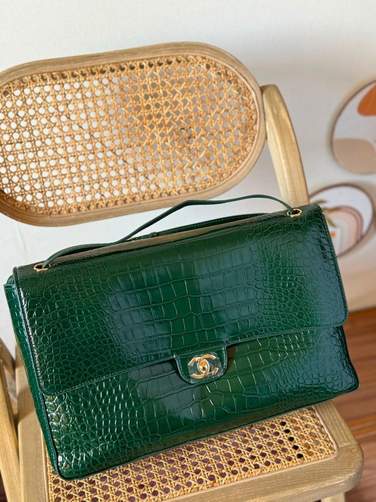 Chanel Large Crocodile Embossed Flap Bag
