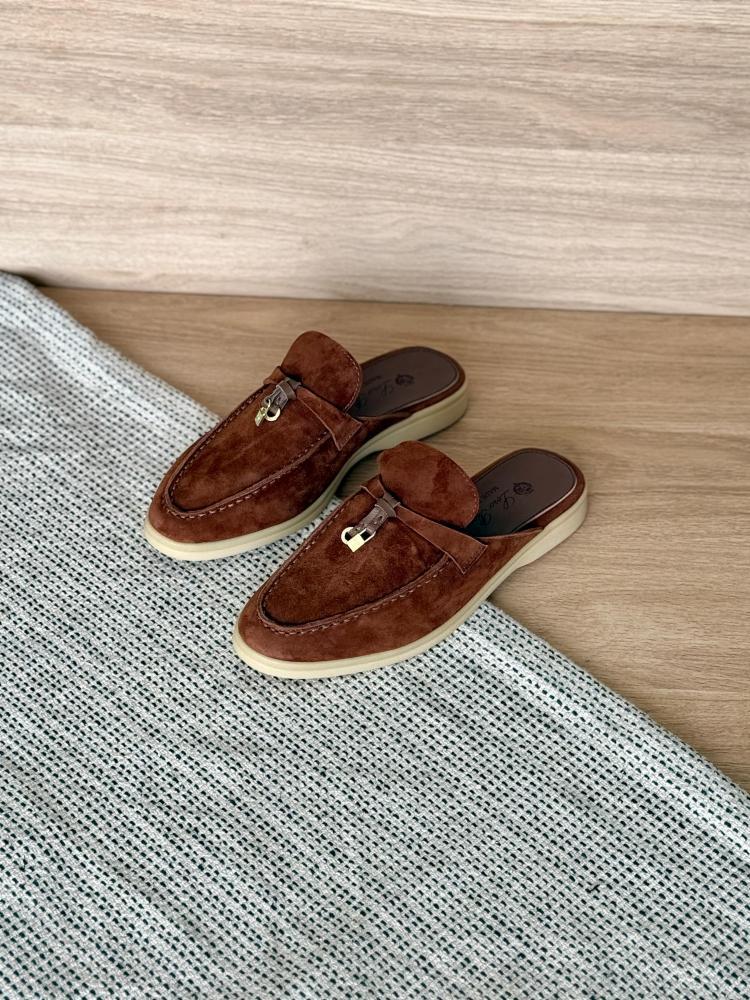 Loro Piana Suede Mules – Brown