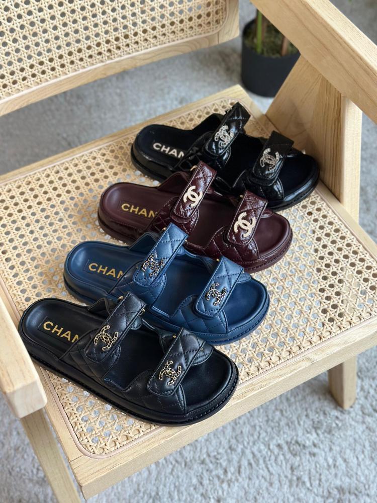 Chanel Quilted Slides Double Strap