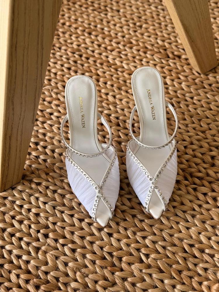 Andrea Wazen Crystal Mule Heels