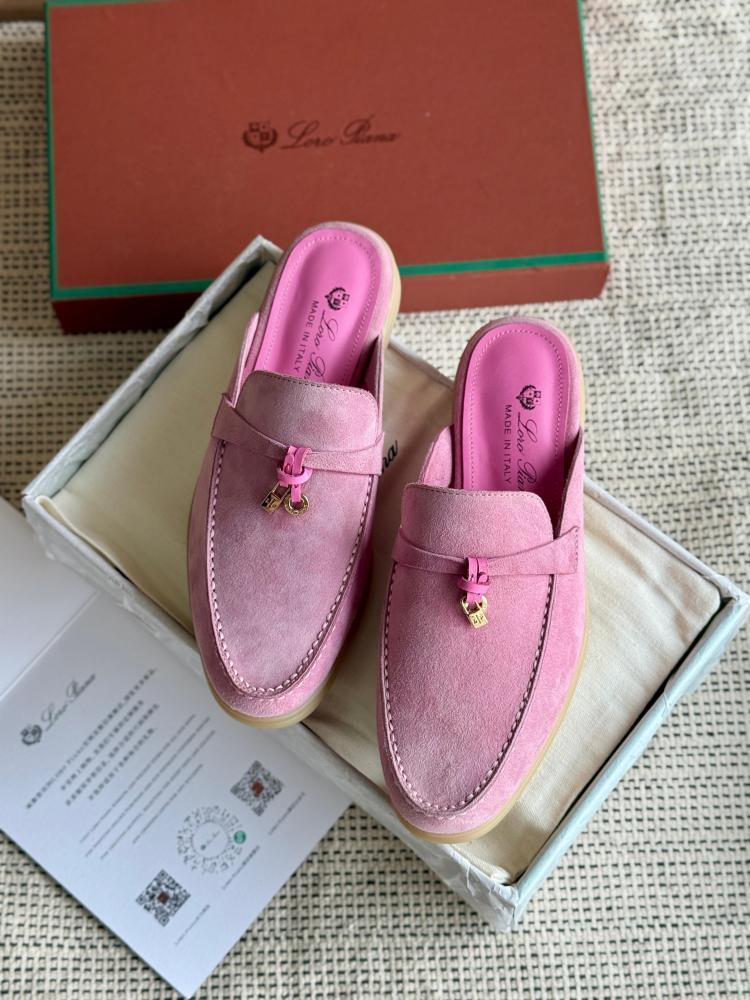 Loro Piana Suede Mules – Pink