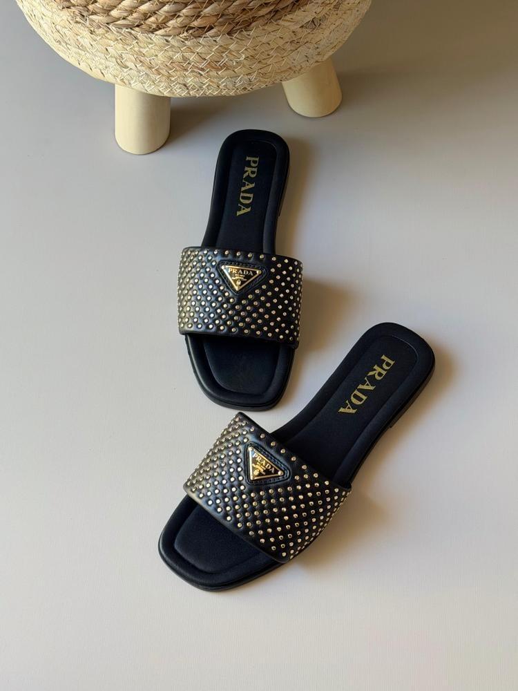 Prada Studded Slide Sandals