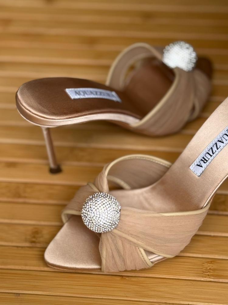 Aquazzura Crystal Knot Mule Heels