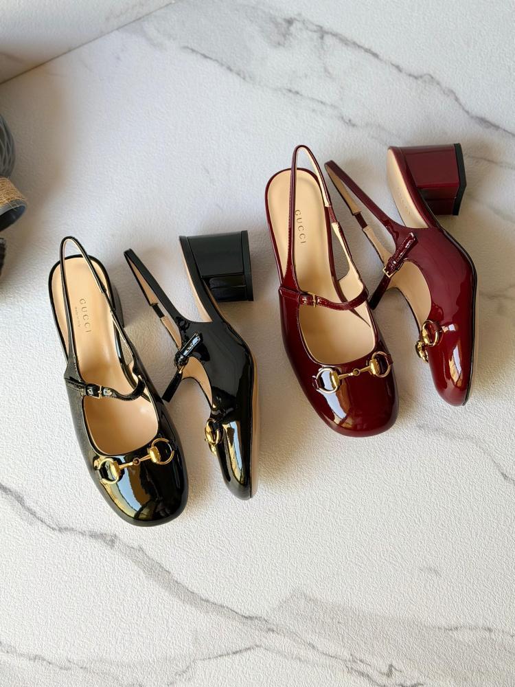 GUCCI Patent Leather Slingback Heels