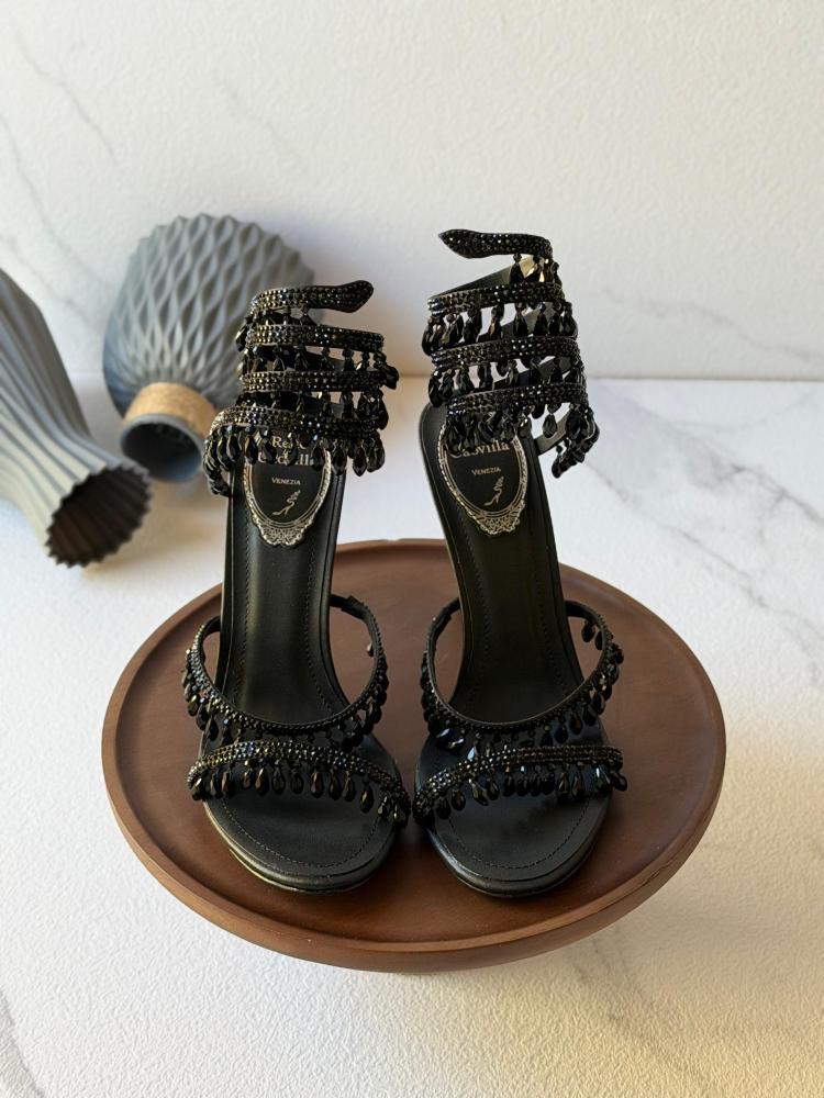Crystal Fringe High Heel Sandals