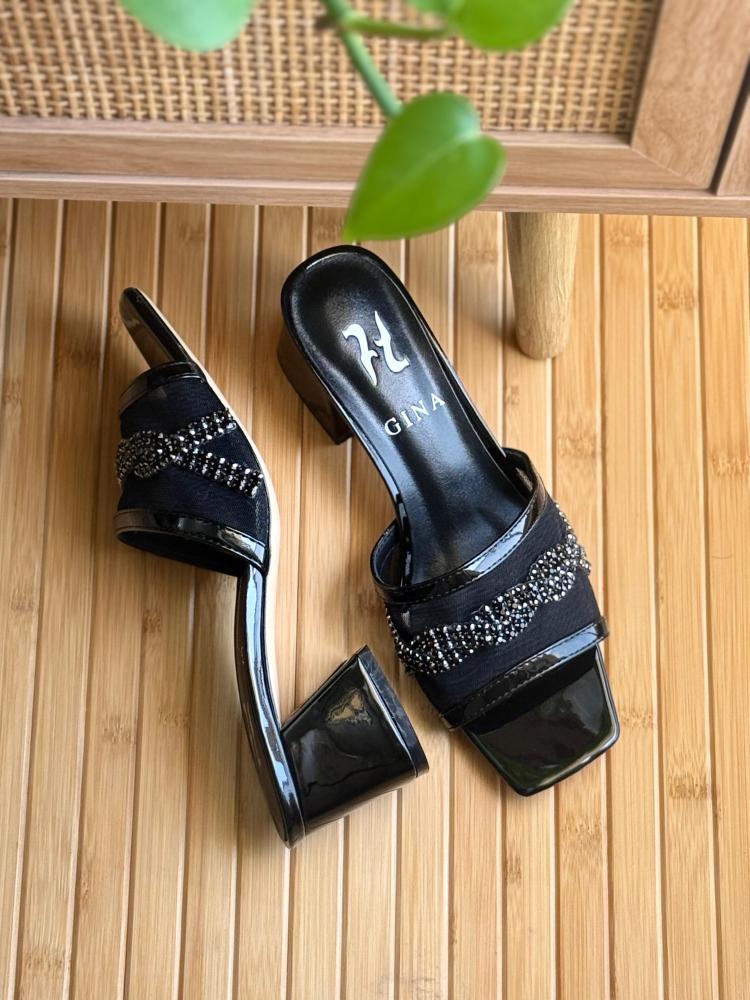 GINA Crystal Block Heel Sandals
