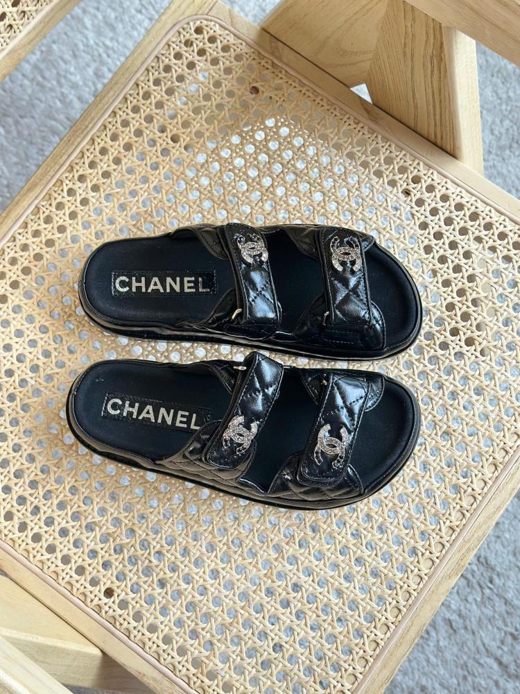 Chanel Quilted Slides Double Strap