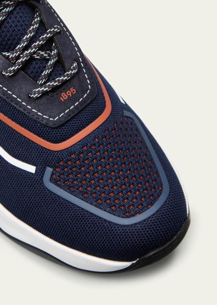 Shadow Knit And Leather Sneaker - Navy