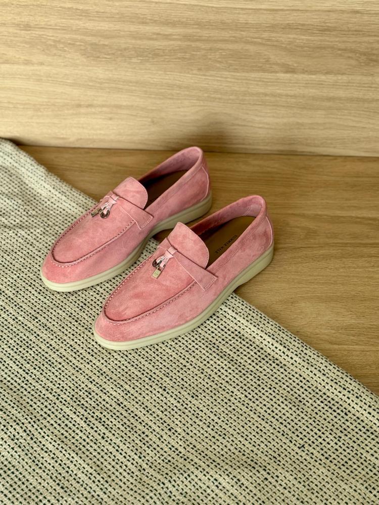 Loro Piana Summer Walk Suede Loafers – Pink