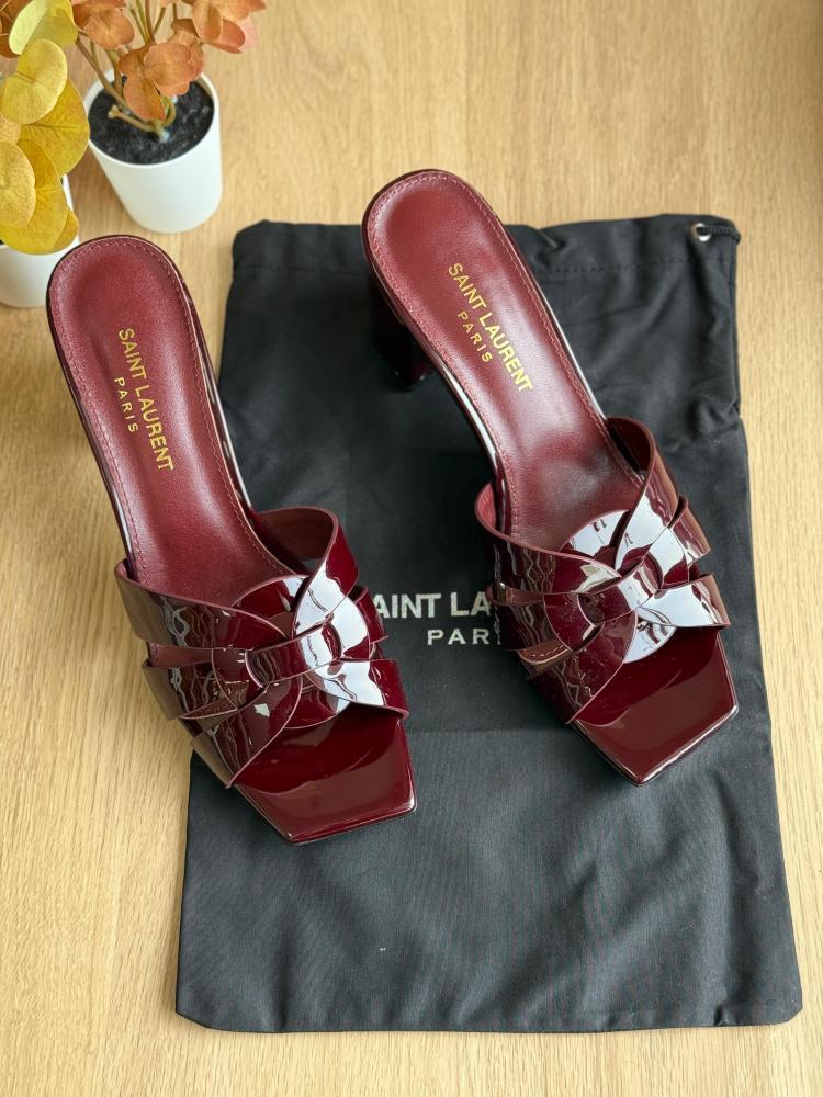 Saint Laurent Loulou Patent Heeled Mules