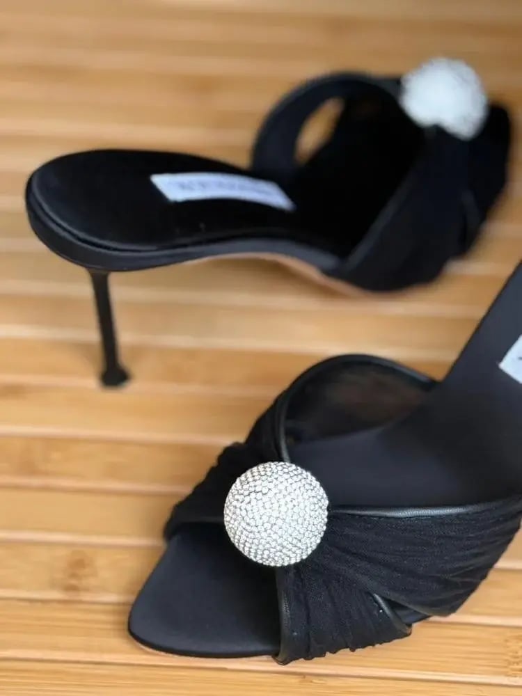 Aquazzura Crystal Knot Mule Heels