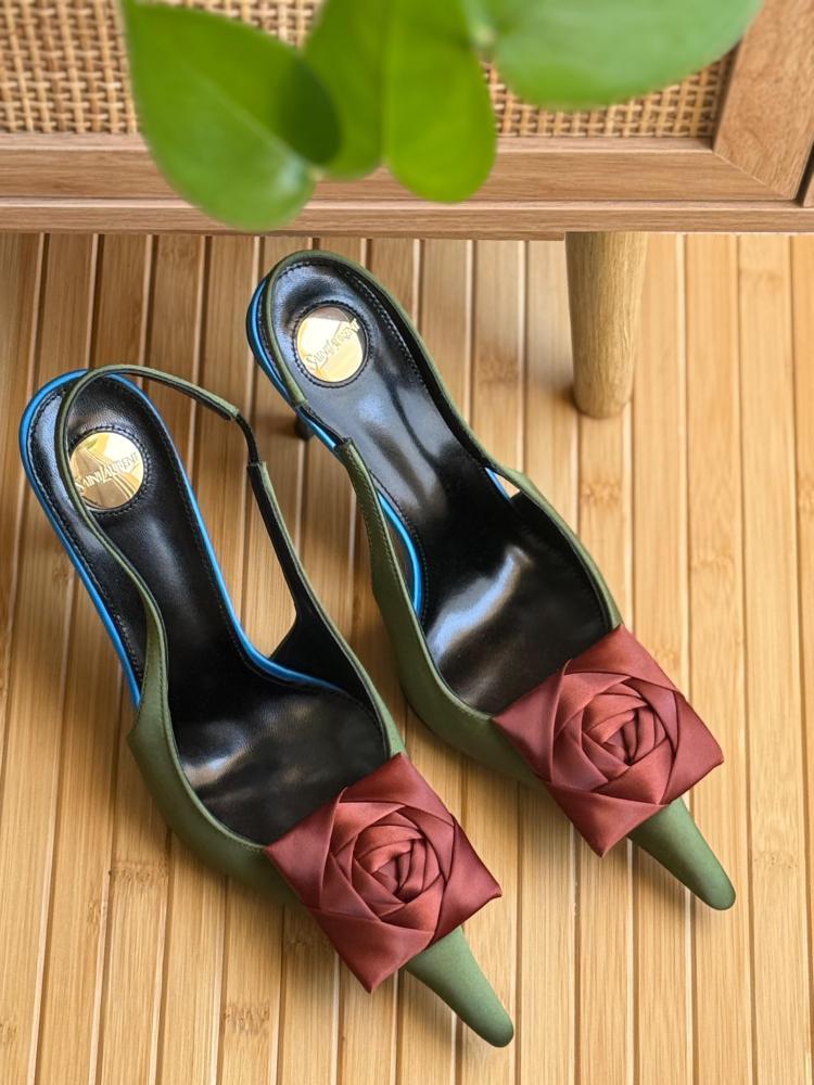 Saint Laurent Rose Slingback Heels