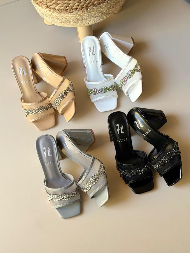 Gina Crystal Block Heel Sandals