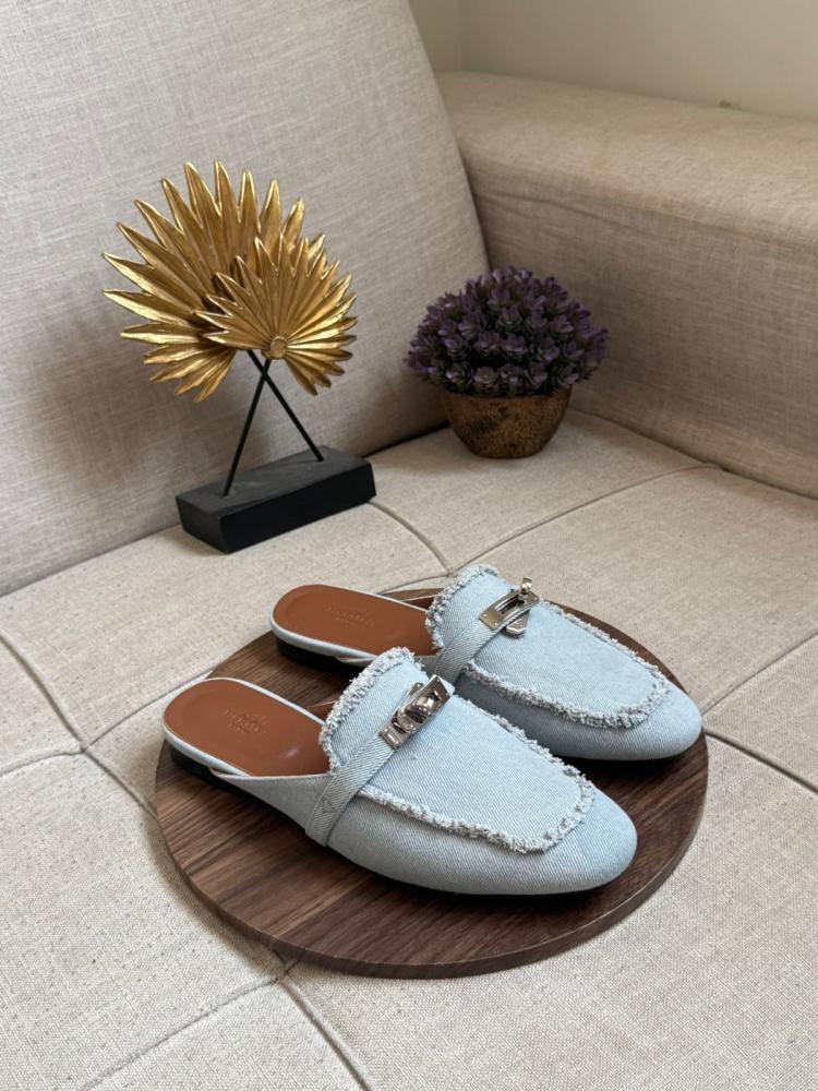 Hermes Denim Mules