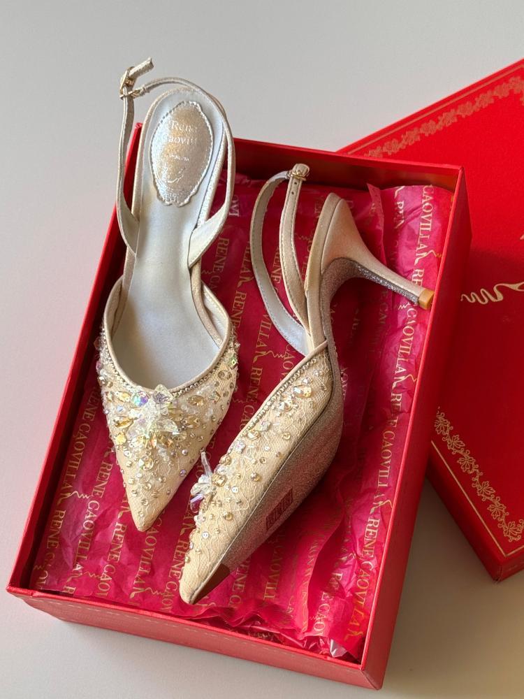 Rene Caovilla Crystal Slingback Heels