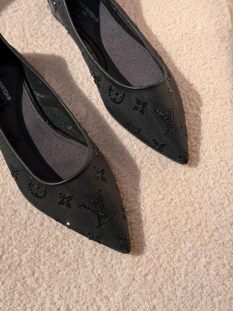 Louis Vuitton Mesh Crystal Ballerina Flats