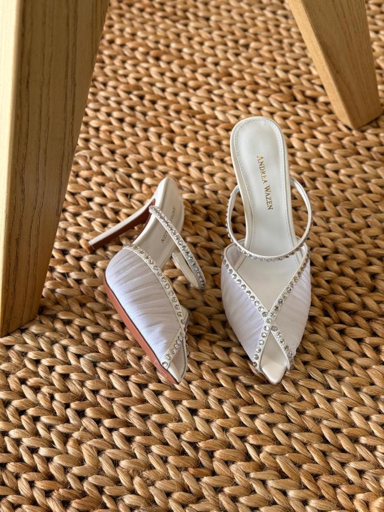 Andrea Wazen Crystal Mule Heels