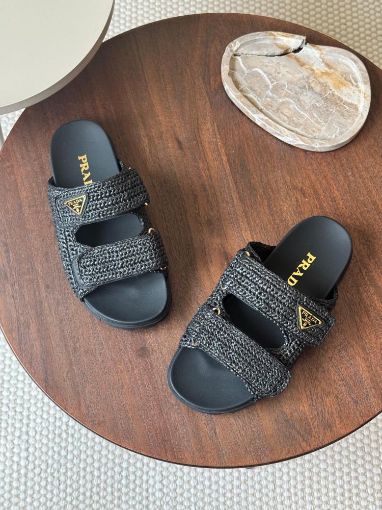 Prada enamel triangle-logo sandals