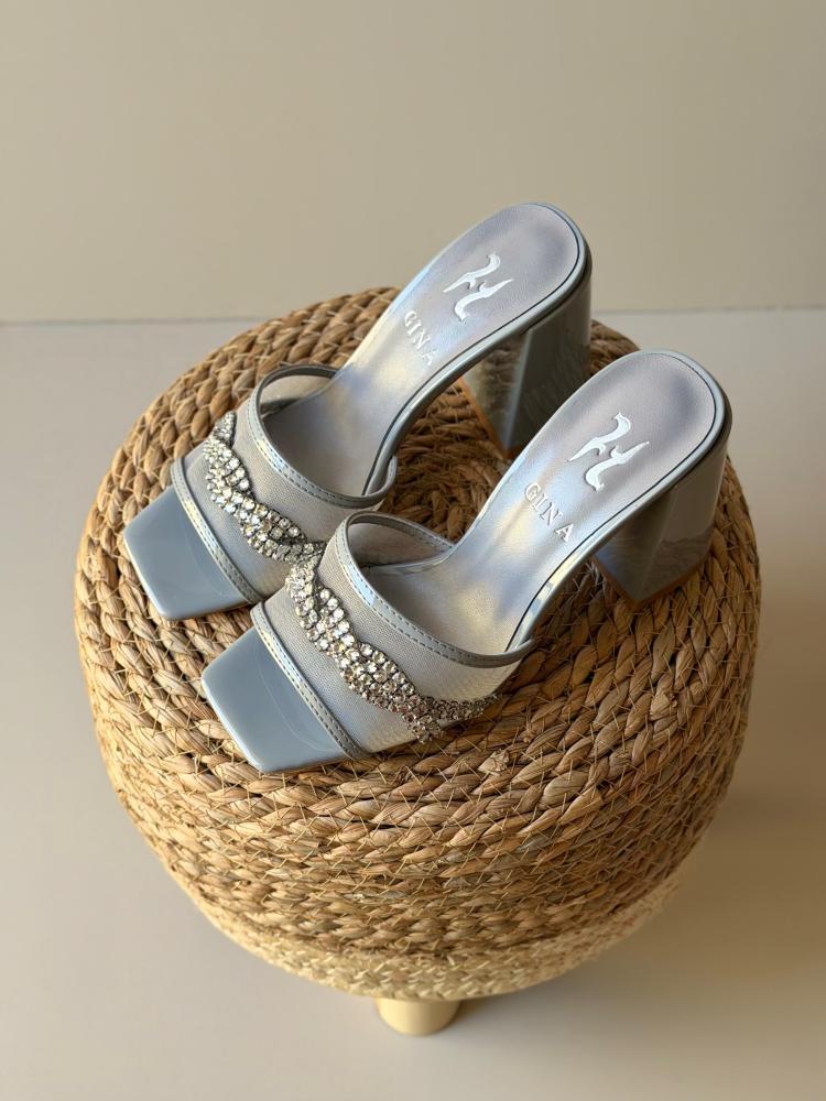 Gina Crystal Block Heel Sandals