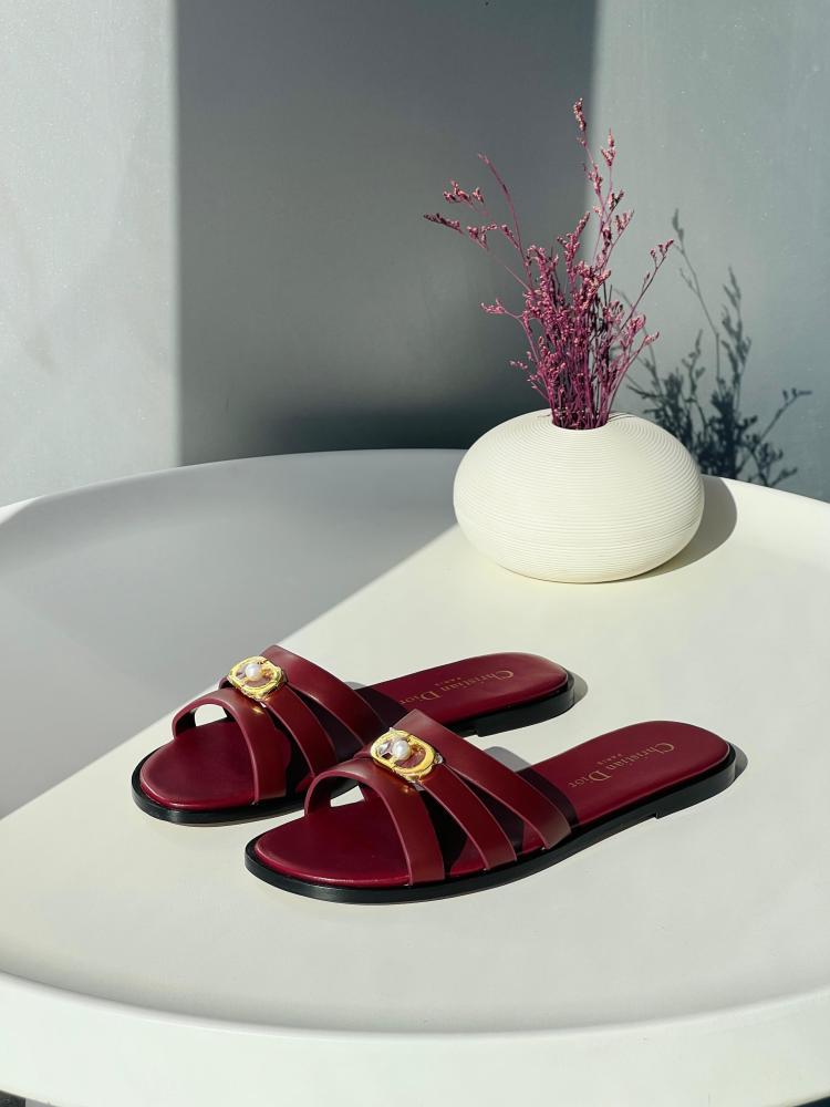 Christian Dior CD Buckle Flat Slides