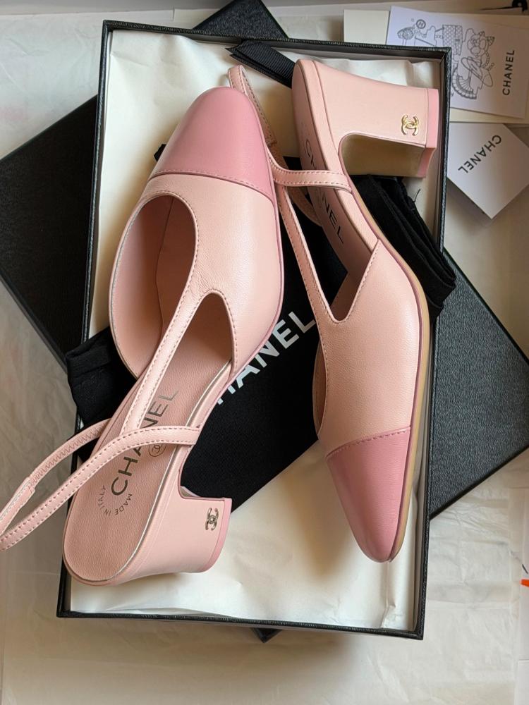 Chanel Bicolor CC Cap-Toe Slingback Pumps