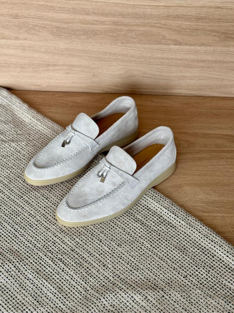 Loro Piana Summer Walk Suede Loafers – Off White