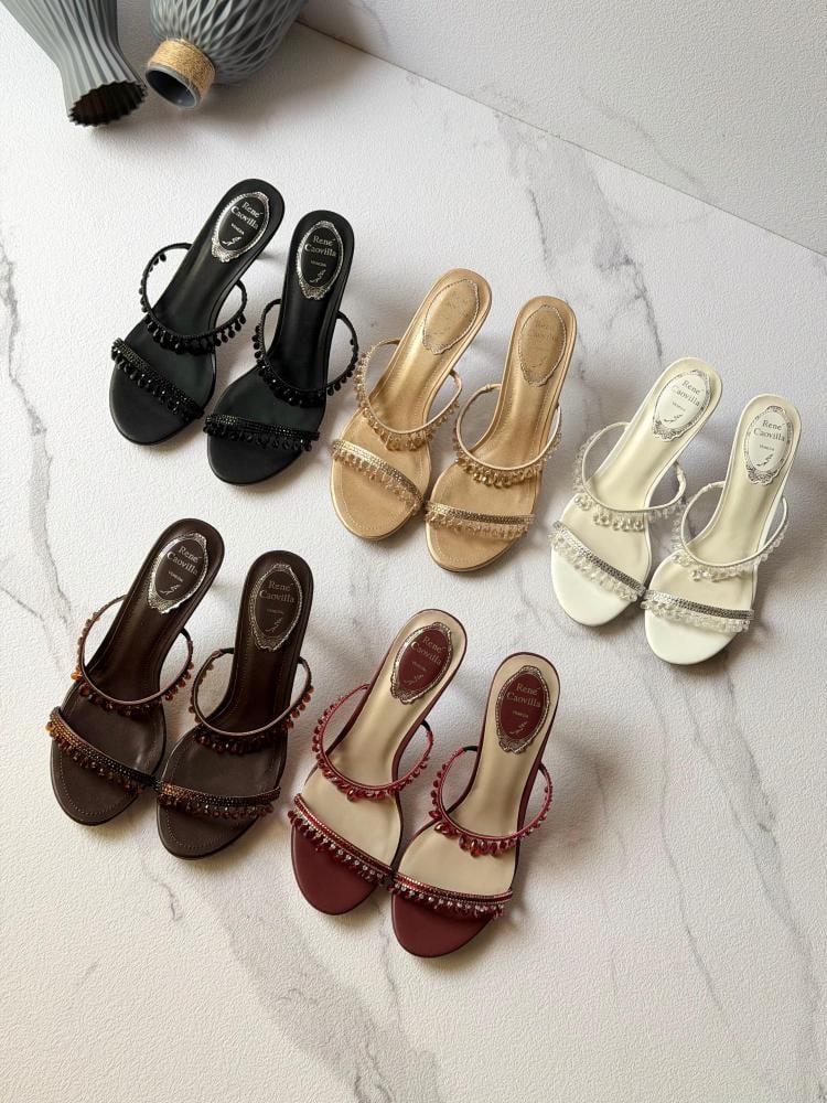 Rene Caovilla Crystal Mule Heels