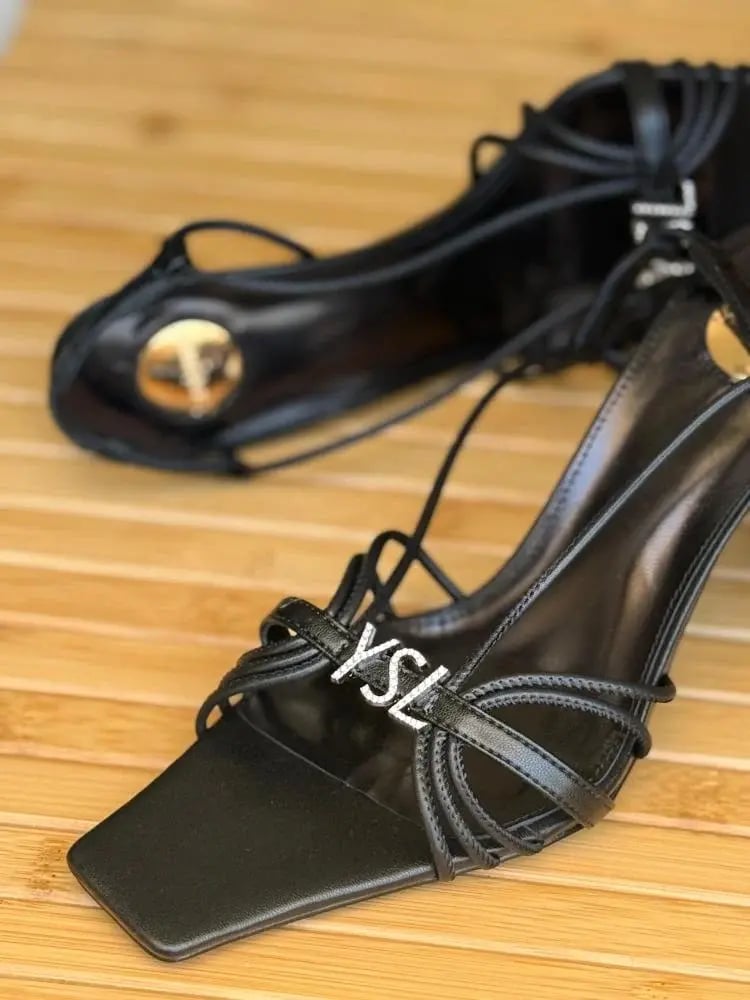 Saint Laurent YSL Strappy Logo Heels