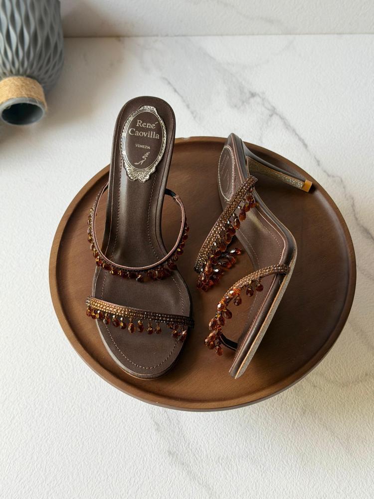 Rene Caovilla Crystal Mule Heels