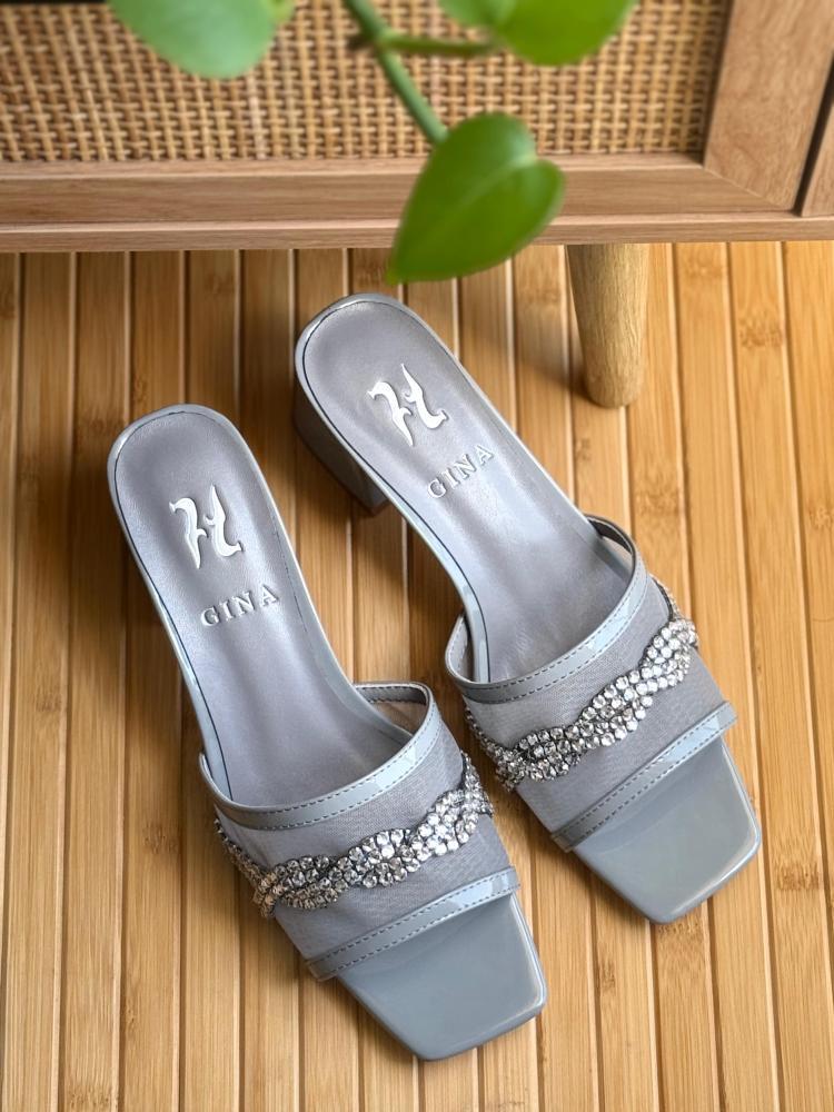 GINA Crystal Block Heel Sandals