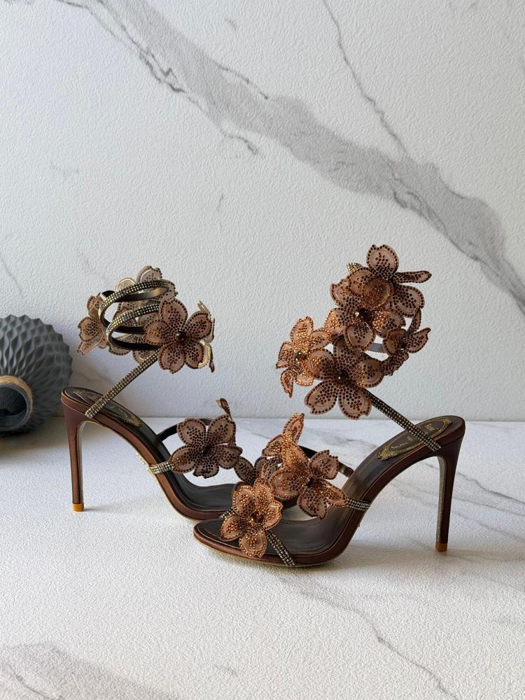 Floral Crystal High Heel Sandals