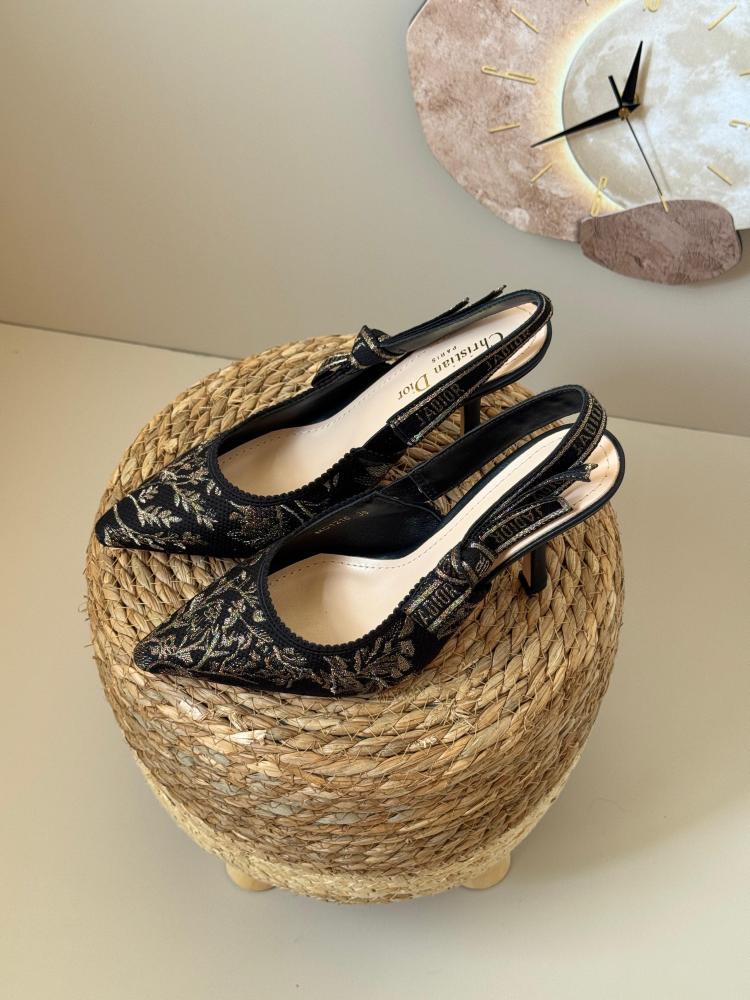 Dior Embroidered Slingback Heels