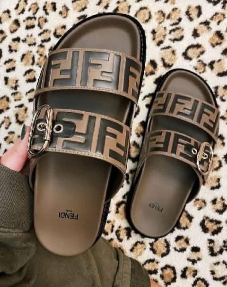 Fendi FF Logo Buckle Slide Sandals