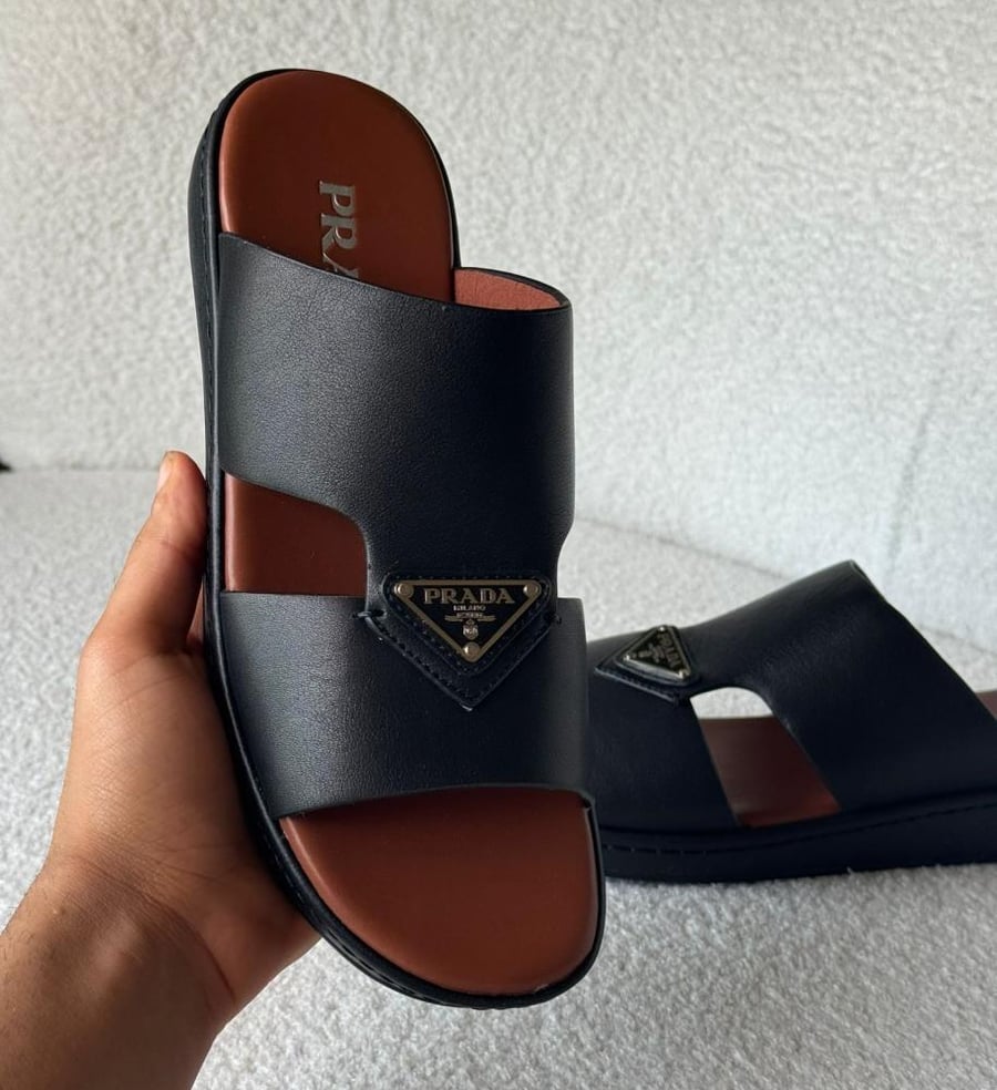 Prada Men's Leather Slide Sandals