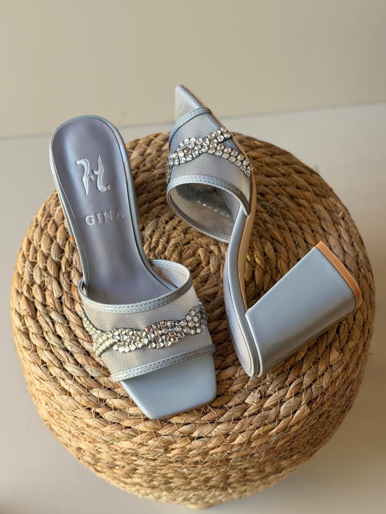 Gina Crystal Block Heel Sandals