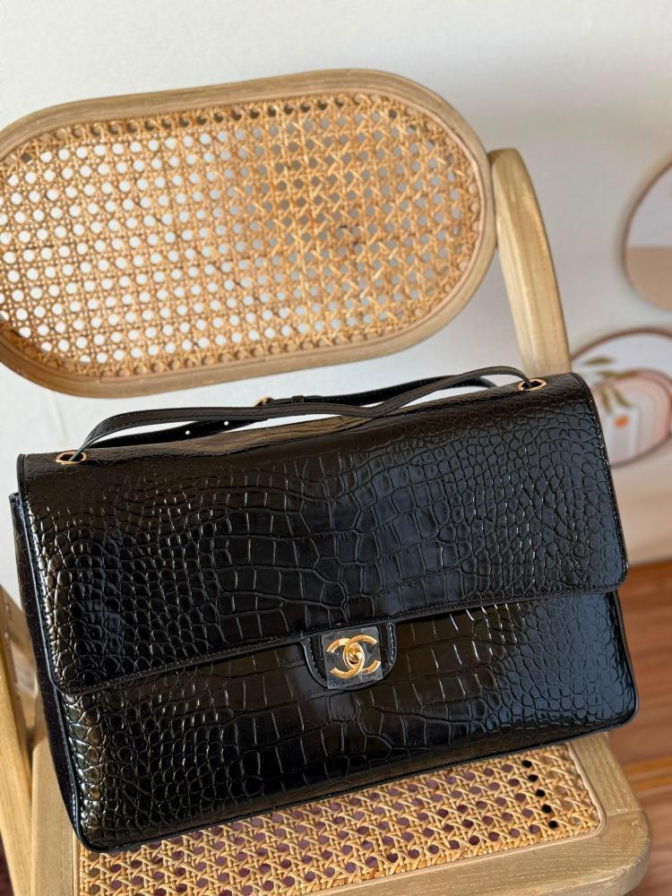 Chanel Large Crocodile Embossed Flap Bag