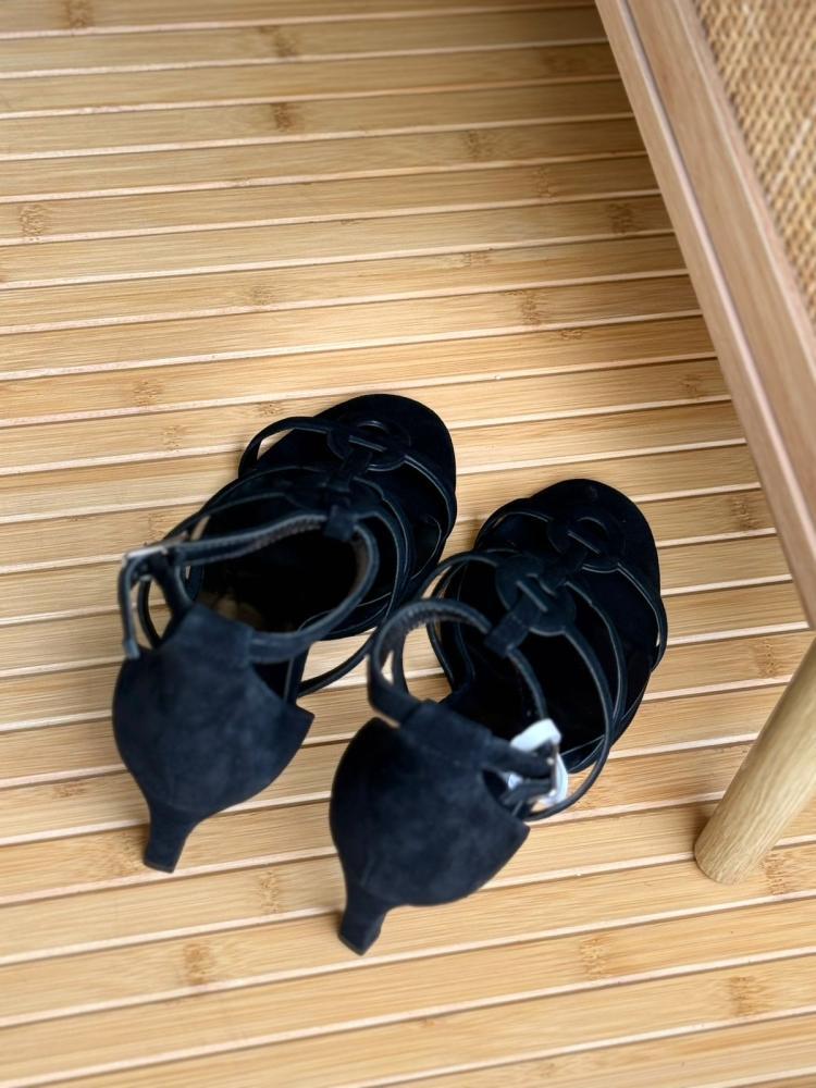 Hermes Suede Strappy Heel Sandals