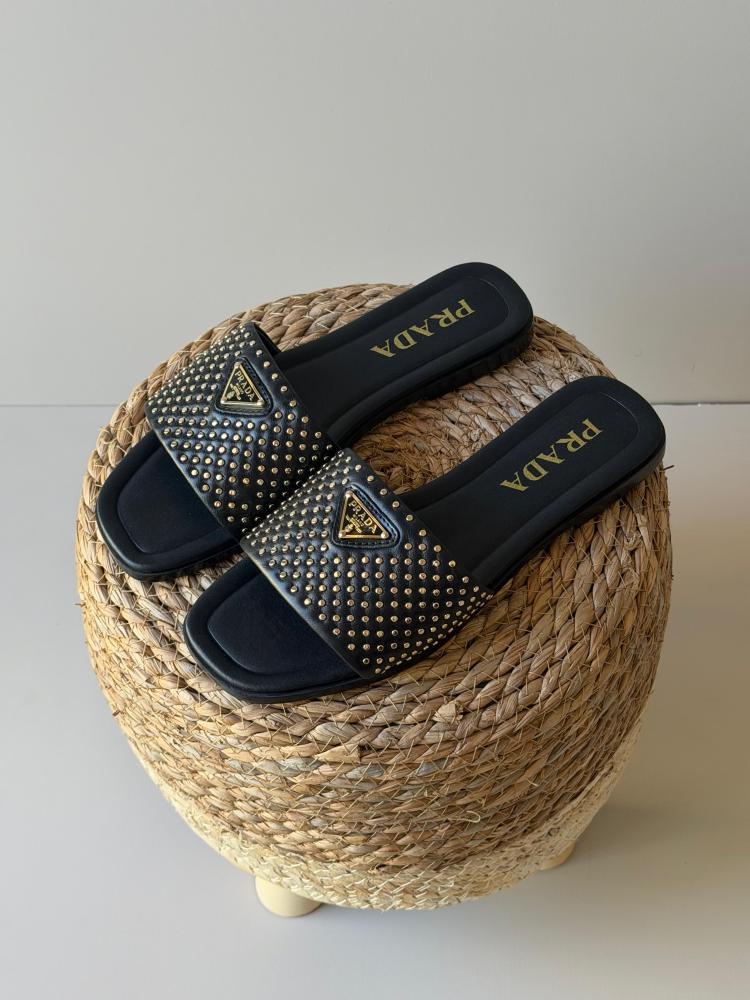 Prada Studded Slide Sandals
