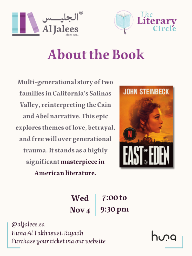 Nov 4; East of Eden, by John Steinbeck