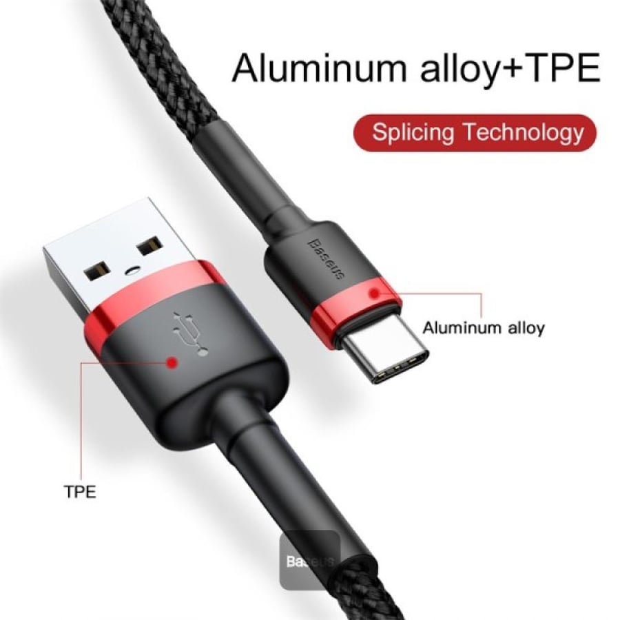 كيبل Baseus Cafule USB to Type-C 2A – شحن سريع ومتانة عالية