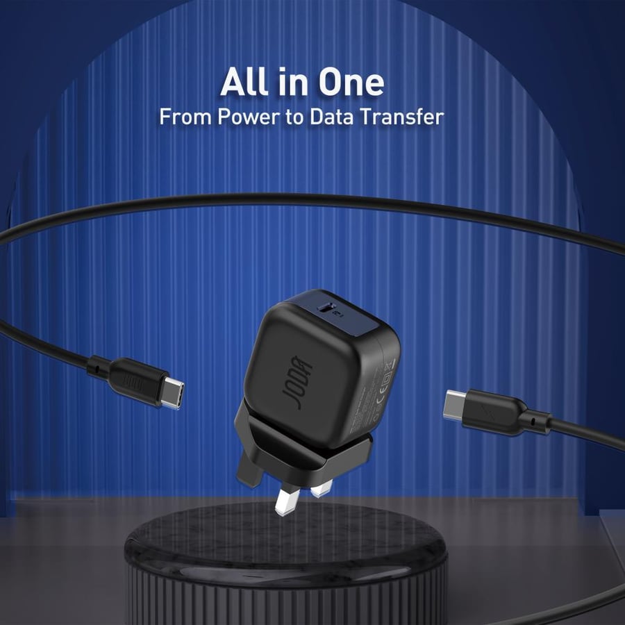 JODA package two in one wall charger with 20 watt PD + Type C to Type C cable with 60 watt