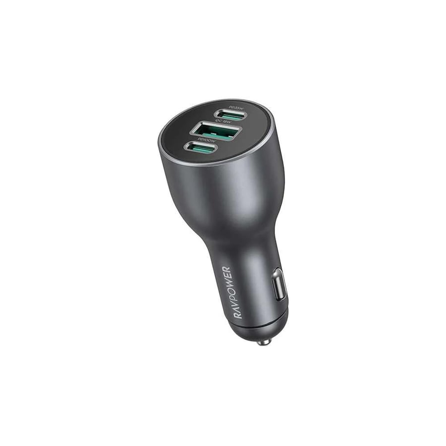 Car charger RAV Power with 100-watt power with two Type-C ports and one USB port