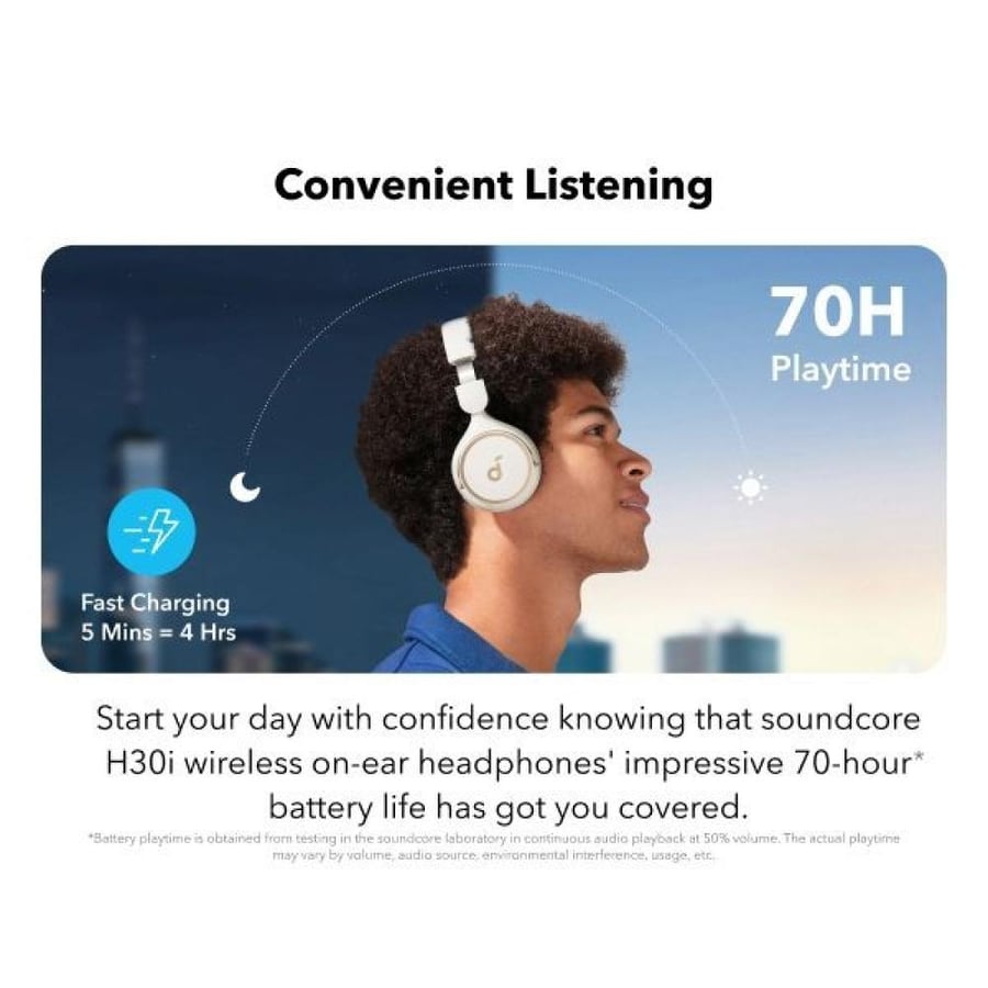 ساوندكور - H30i سماعة رأس لاسلكية - أبيض