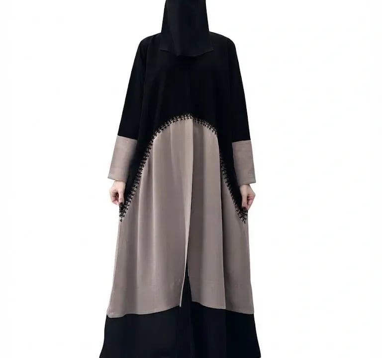 عباية يارا بتصميم ثنائي اللون وتطريز متناسق مع طرحه هديه