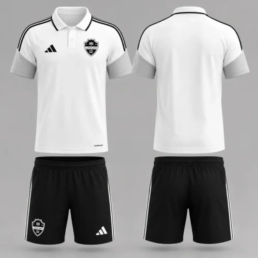 طقم تدريب الاهلي الأبيض 2026-2027 تيشيرت بولو أبيض وشورت أسود