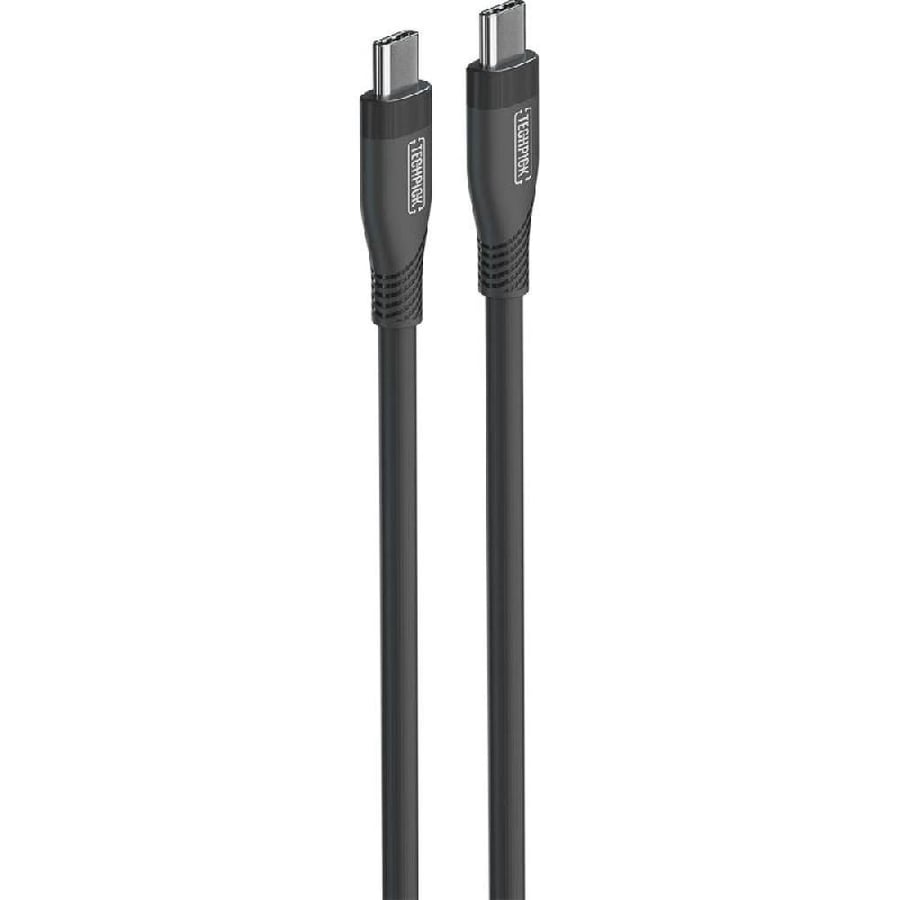 Techpick Silicone USB C to USB C Sync Charge Cable 2 00 m 6 56 ft Black