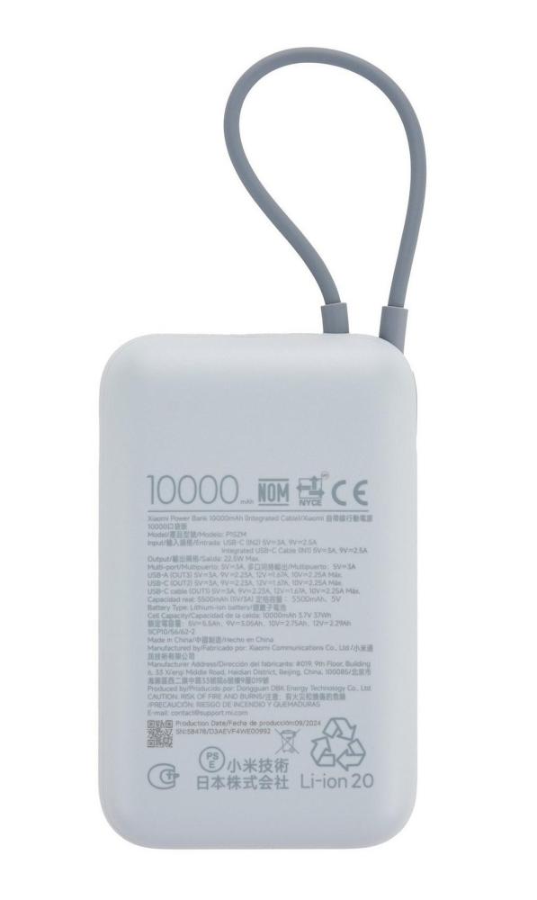 Xiaomi Power Bank 10000mAh (Integrated Cable) Ice Blue GL