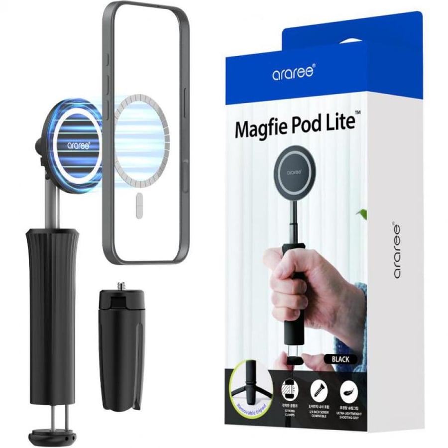 Araree Magfie Pod Lite Smartphone Camera Accessory for Most Smartphones with Qi Wireless Charging Black